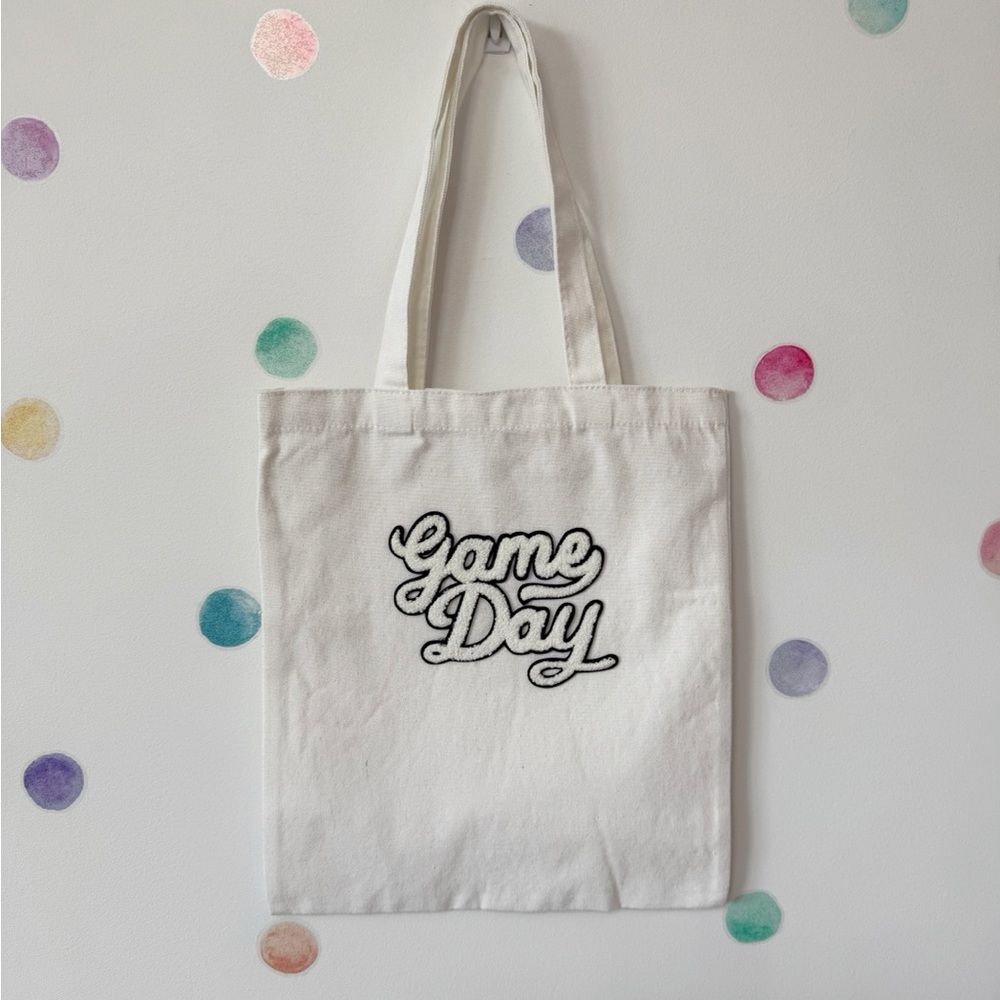 White 'Game Day' Tote Bag